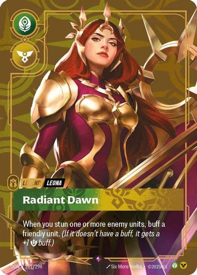Leona Radiant Dawn Metal Riftbound Organized Play Promotional Cards Riftbound card