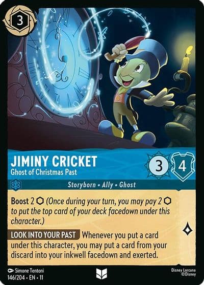 Jiminy Cricket Ghost of Christmas Past Winterspell Lorcana card