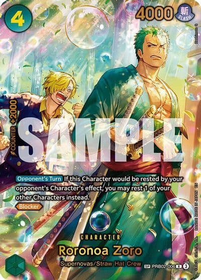 Roronoa Zoro PRB02 006 SP The Azure Sea's Seven One Piece card