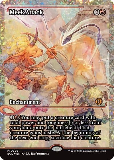Meek Attack 0398 Showcase Fracture Foil Lorwyn Eclipsed Magic card
