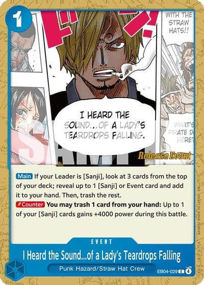 I Heard the Soundof a Ladys Teardrops Falling The Azure Sea's Seven Release Event Cards One Piece card