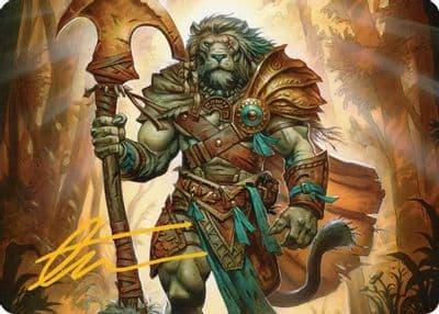 Ajani Outland Chaperone Art Card Gold Stamped Signature Art Series: Lorwyn Eclipsed Magic card