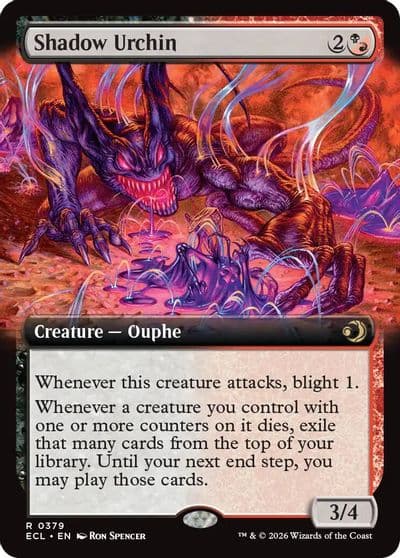Shadow Urchin Extended Art Lorwyn Eclipsed Magic card