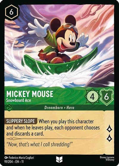Mickey Mouse Snowboard Ace Winterspell Lorcana card