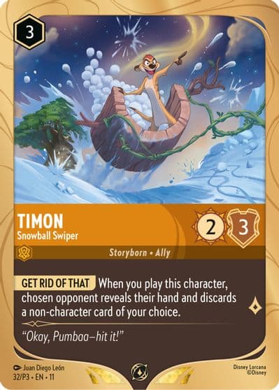 Timon Snowball Swiper Disney Lorcana Promo Cards Lorcana card