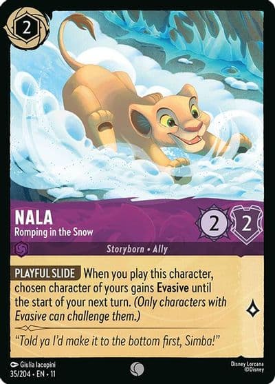 Nala Romping in the Snow Winterspell Lorcana card