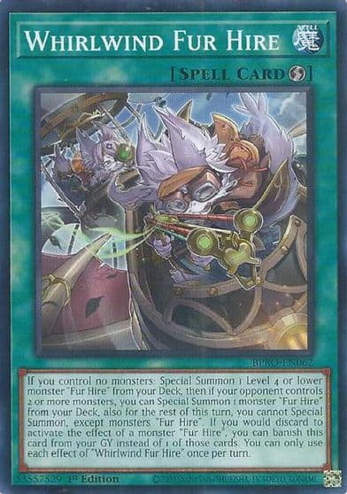 Whirlwind Fur Hire Burst Protocol Yu-Gi-Oh! card