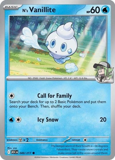 N's Vanillite ME: Ascended Heroes Pokemon card