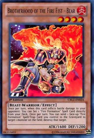 Brotherhood of the Fire Fist Bear Cosmo Blazer Yu-Gi-Oh! card