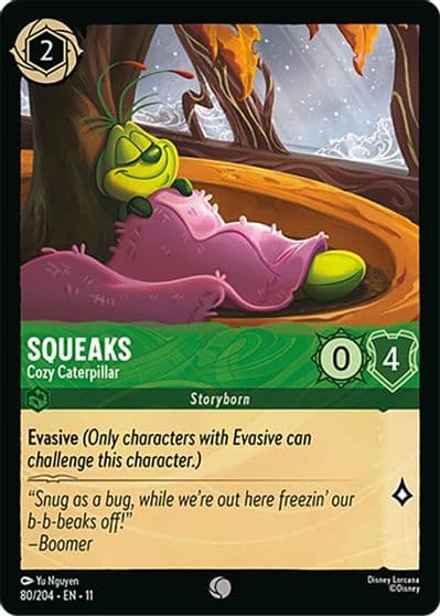 Squeaks Cozy Caterpillar Winterspell Lorcana card