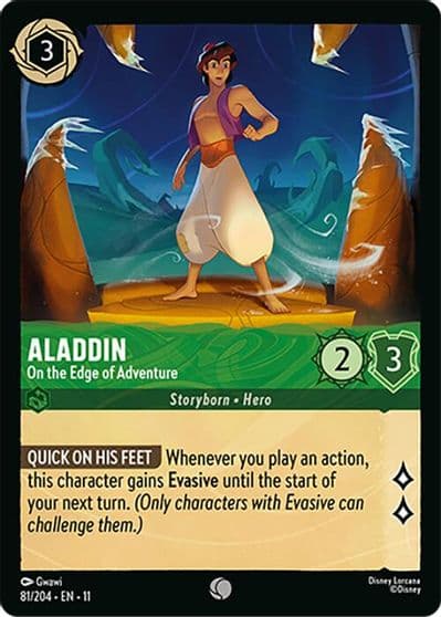 Aladdin On the Edge of Adventure Winterspell Lorcana card