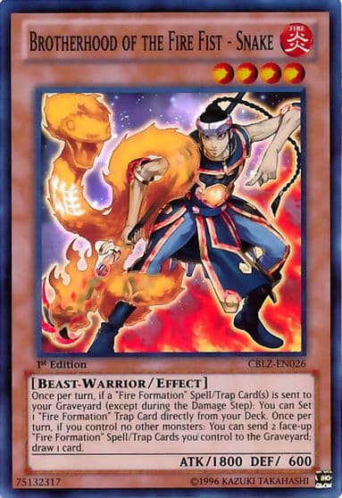 Brotherhood of the Fire Fist Snake Cosmo Blazer Yu-Gi-Oh! card