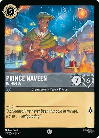 Prince Naveen Bundled Up Winterspell Lorcana card