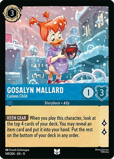 Gosalyn Mallard Curious Child Winterspell Lorcana card