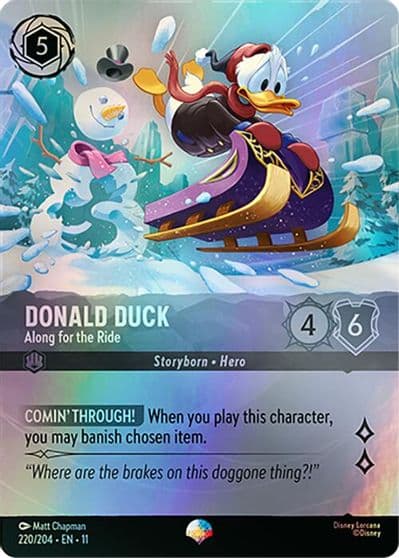 Donald Duck Along for the Ride Epic Winterspell Lorcana card