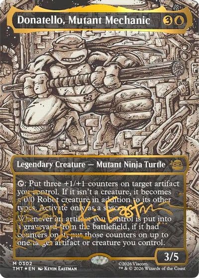 Donatello Mutant Mechanic Borderless Gold Stamped Signature Teenage Mutant Ninja Turtles Magic card