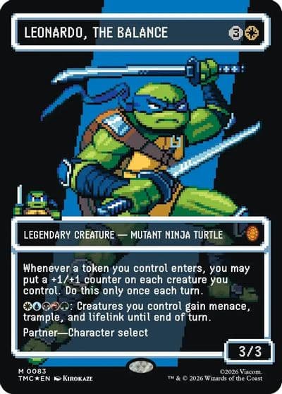 Leonardo the Balance 0083 Borderless Surge Foil Commander: Teenage Mutant Ninja Turtles Magic card