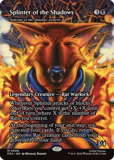 Splinter of the Shadows Ashcoat of the Shadow Swarm Borderless Teenage Mutant Ninja Turtles Source Material Magic card