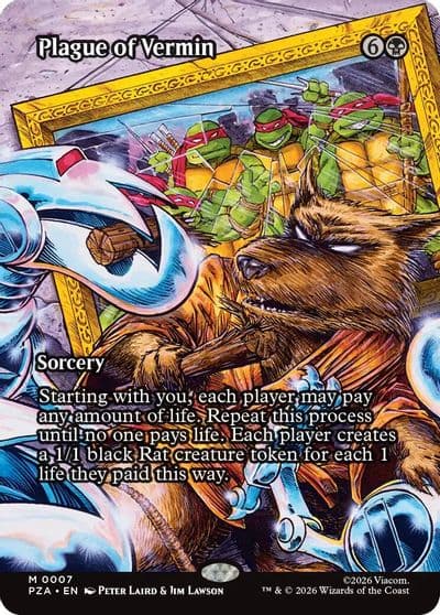 Plague of Vermin Borderless Teenage Mutant Ninja Turtles Source Material Magic card