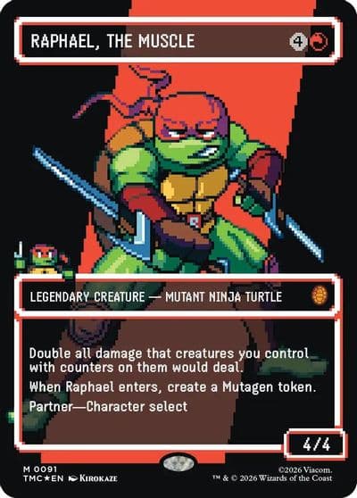 Raphael the Muscle 0091 Borderless Surge Foil Commander: Teenage Mutant Ninja Turtles Magic card