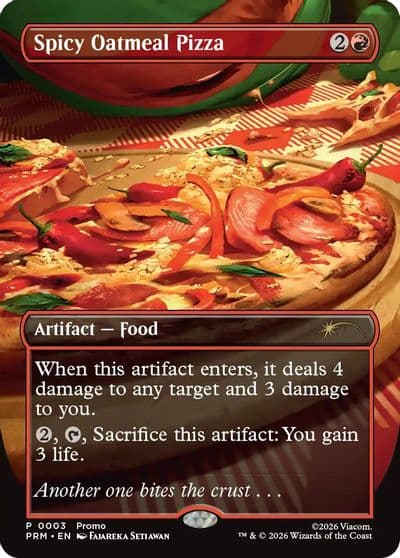 Spicy Oatmeal Pizza Borderless Unique and Miscellaneous Promos Magic card