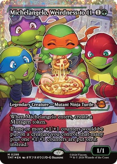 Michelangelo Weirdness to 11 Showcase Fracture Foil Teenage Mutant Ninja Turtles Magic card