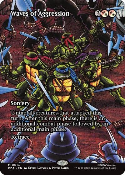 Waves of Aggression Borderless Teenage Mutant Ninja Turtles Source Material Magic card
