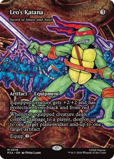 Leos Katana Sword of Sinew and Steel Borderless Teenage Mutant Ninja Turtles Source Material Magic card
