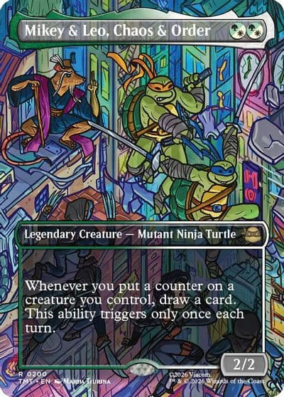 Mikey and Leo Chaos and Order Borderless Teenage Mutant Ninja Turtles Magic card