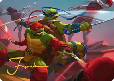 Raph and Leo Sibling Rivals Art Card Gold Stamped Signature Art Series: Teenage Mutant Ninja Turtles Magic card