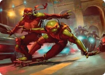 Raph and Mikey Troublemakers Art Card Art Series: Teenage Mutant Ninja Turtles Magic card
