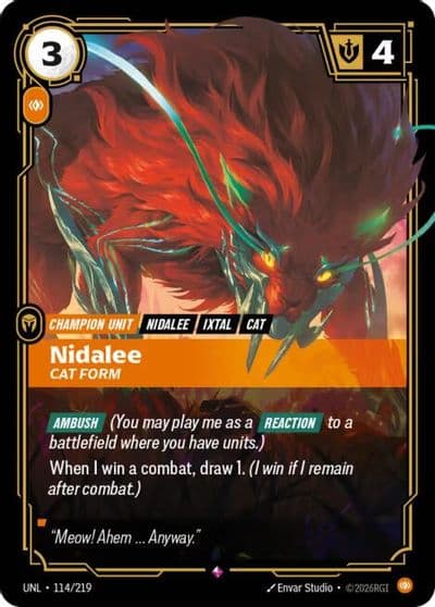 Nidalee Cat Form Unleashed Riftbound card