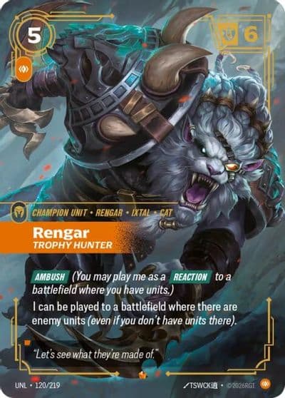 Rengar Trophy Hunter Unleashed Riftbound card