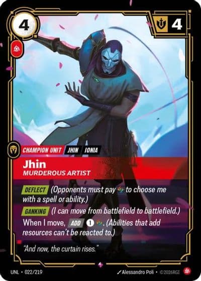 Jhin Murderous Artist Unleashed Riftbound card
