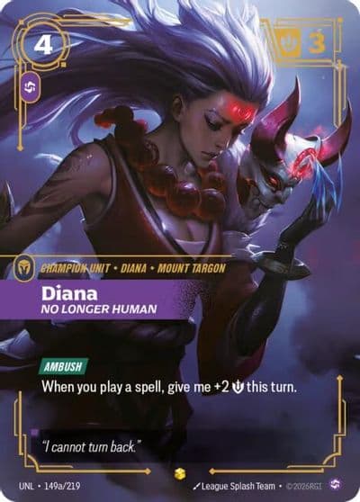 Diana No Longer Human Alternate Art Unleashed Riftbound card