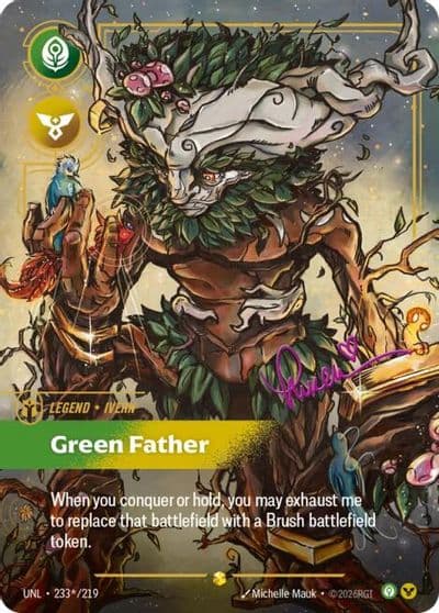 Ivern Green Father Signature Unleashed Riftbound card