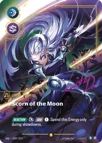 Diana Scorn of the Moon Signature Unleashed Riftbound card