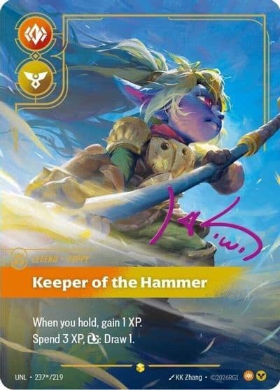Poppy Keeper of the Hammer Signature Unleashed Riftbound card
