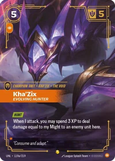 KhaZix Evolving Hunter Alternate Art Unleashed Riftbound card