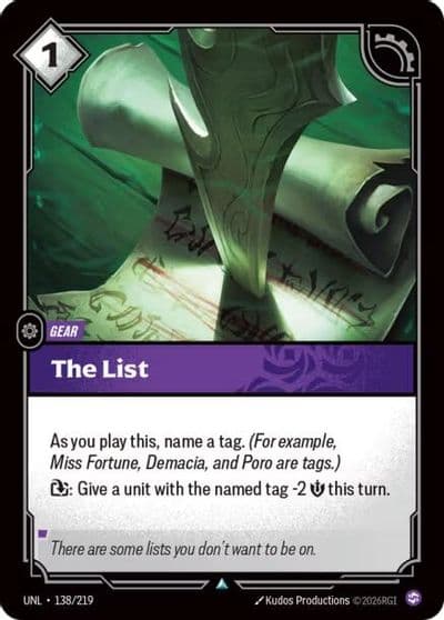 The List Unleashed Riftbound card