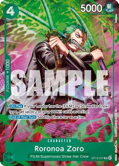 Roronoa Zoro OP13 037 Adventure on Kami's Island One Piece card