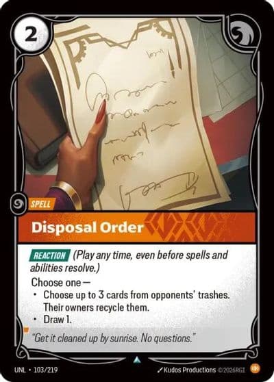 Disposal Order Unleashed Riftbound card