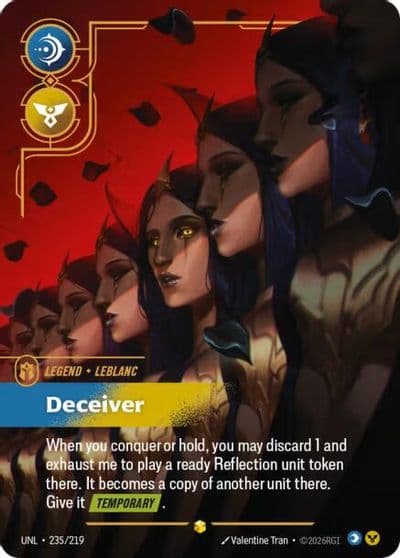 LeBlanc Deceiver Overnumbered Unleashed Riftbound card