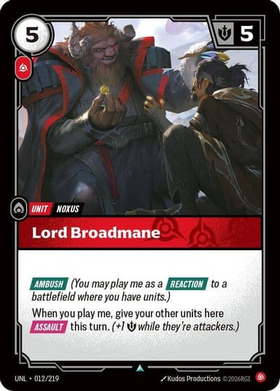 Lord Broadmane Unleashed Riftbound card
