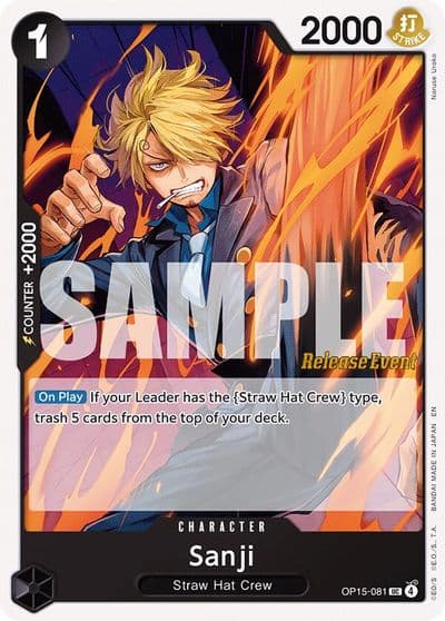 Sanji OP15 081 Adventure on Kami's Island Release Event Cards One Piece card