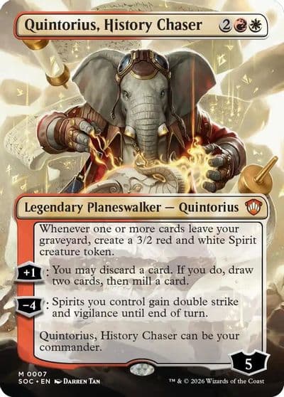 Quintorius History Chaser Borderless Commander: Secrets of Strixhaven Magic card