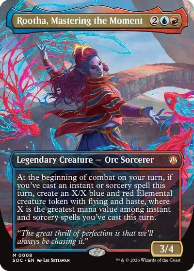 Rootha Mastering the Moment Borderless Commander: Secrets of Strixhaven Magic card