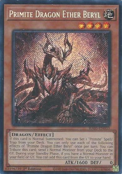 Primite Dragon Ether Beryl Secret Rare Rarity Collection 5 Yu-Gi-Oh! card