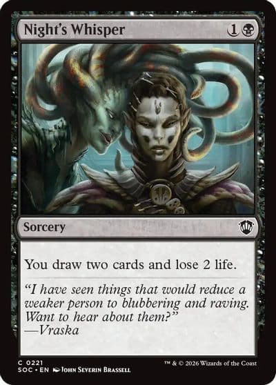 Nights Whisper Commander: Secrets of Strixhaven Magic card