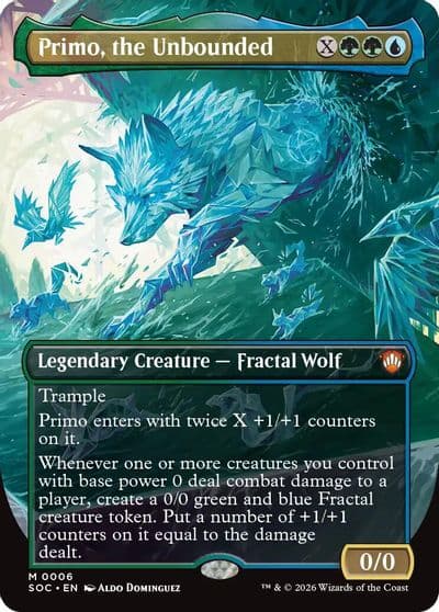 Primo the Unbounded Borderless Commander: Secrets of Strixhaven Magic card
